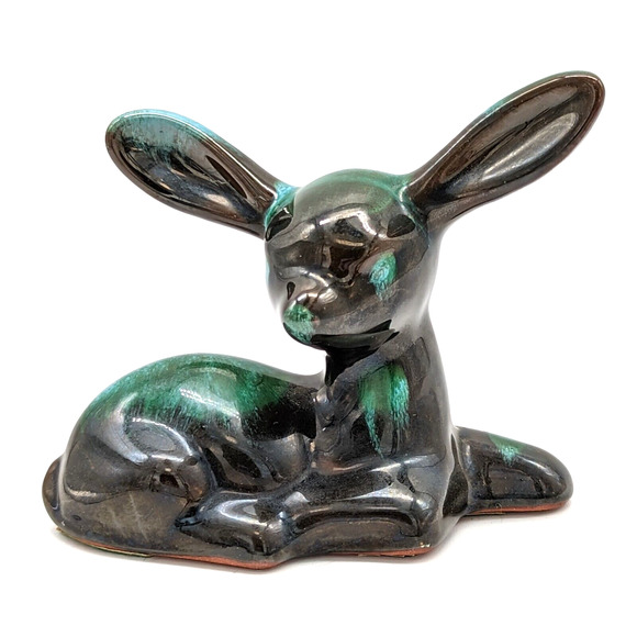 Blue Mountain Pottery Fawn Drip Glaze Blue Green Brown Redware Vintage - Picture 1 of 12